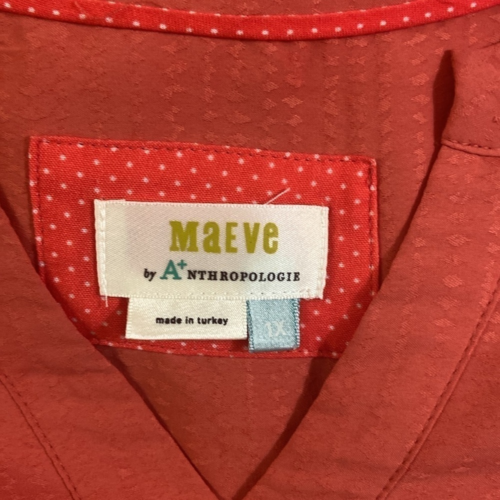 MAEVE BY ANTHROPOLOGIE, ORANGE LONG SLEEVE,TIRED,MINI DRESS. SIZE-X1 . - Picture 11 of 12